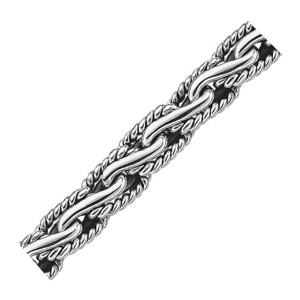 Oxidized Sterling Silver Mens Chain Bracelet in a Cable Motif (8.50 mm) - Image 2