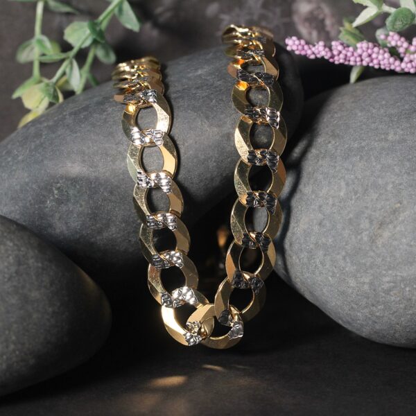 14k Two Tone Gold Pave Curb Chain (12.18 mm) - Image 5