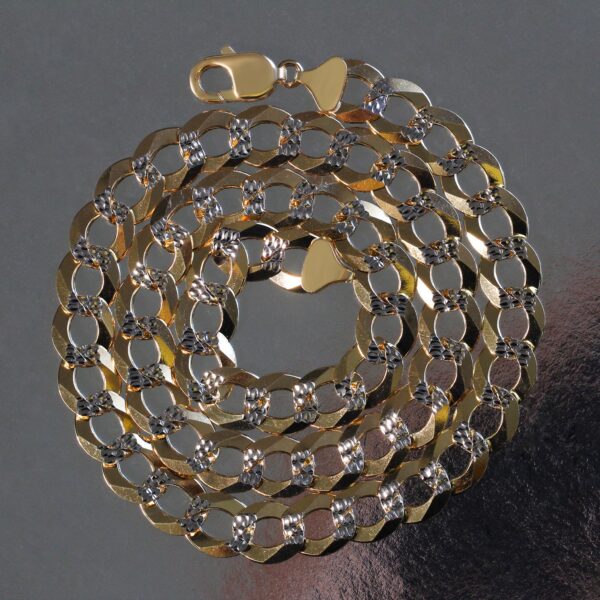14k Two Tone Gold Pave Curb Chain (12.18 mm) - Image 6