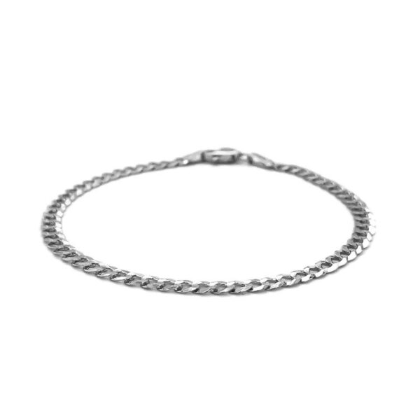 14k White Gold Solid Curb Bracelet (3.60 mm) - Image 2