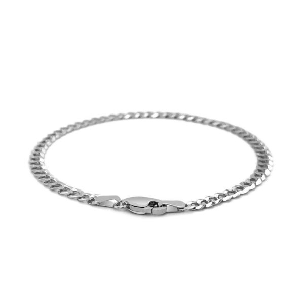 14k White Gold Solid Curb Bracelet (3.60 mm) - Image 3