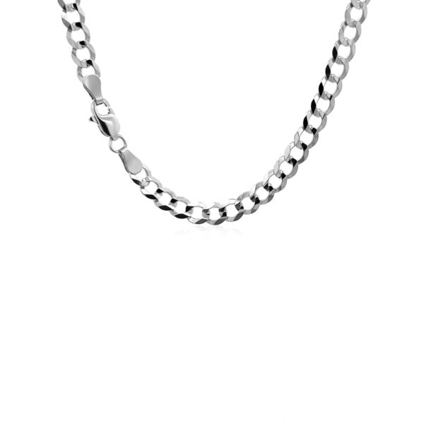 14k White Gold Solid Curb Chain (4.70 mm) - Image 3