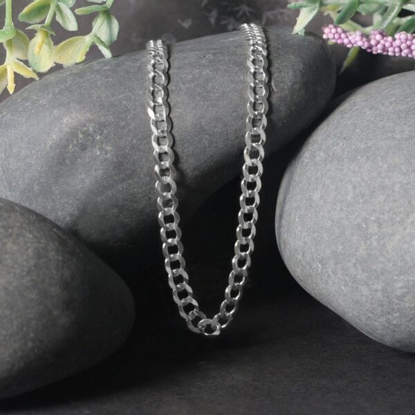 14k White Gold Solid Curb Chain (4.70 mm) - Image 5