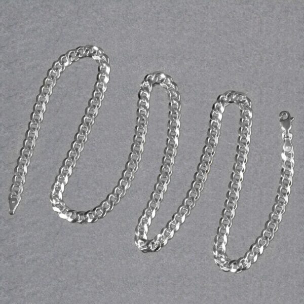 14k White Gold Solid Curb Chain (4.70 mm) - Image 6