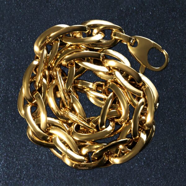 Double Oval Link Chain Bracelet in 14k Yellow Gold (10.00 mm) - Image 4