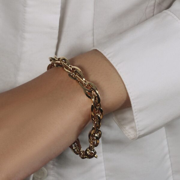 Double Oval Link Chain Bracelet in 14k Yellow Gold (10.00 mm) - Image 6