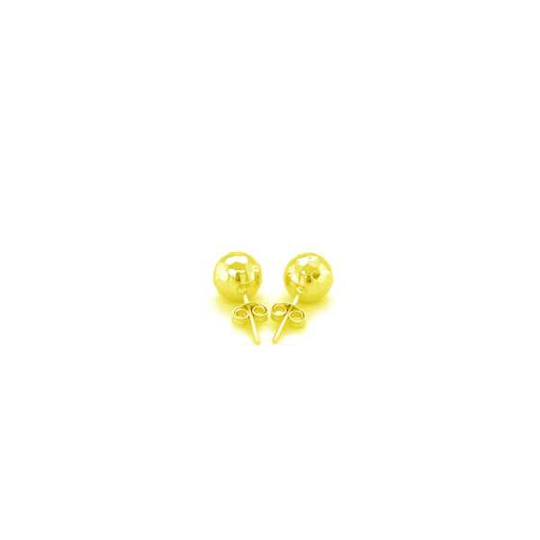 14k Yellow Gold Ball Earrings with Faceted Texture(7mm) - Image 3