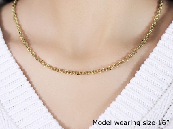 14k Yellow Gold Diamond Cut Cable Link Chain (3.70 mm) - Image 5