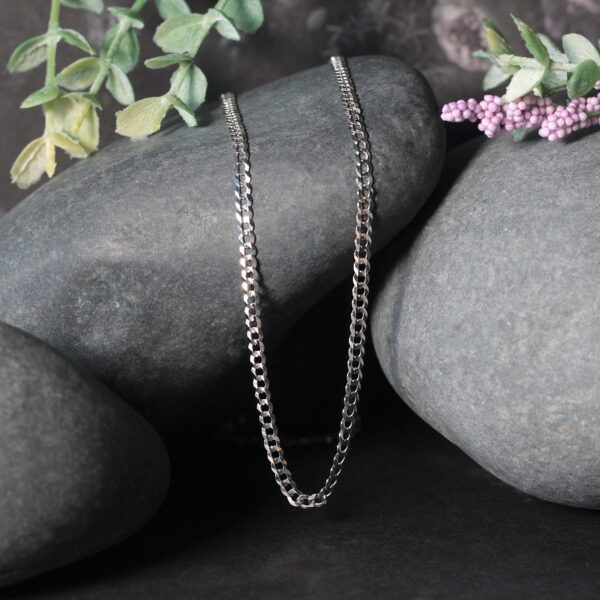 14k White Gold Solid Curb Chain (2.60 mm) - Image 5