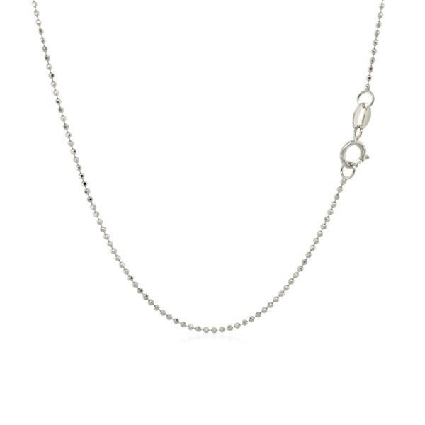 14k White Gold Diamond-Cut Bead Chain (0.90 mm) - Image 2
