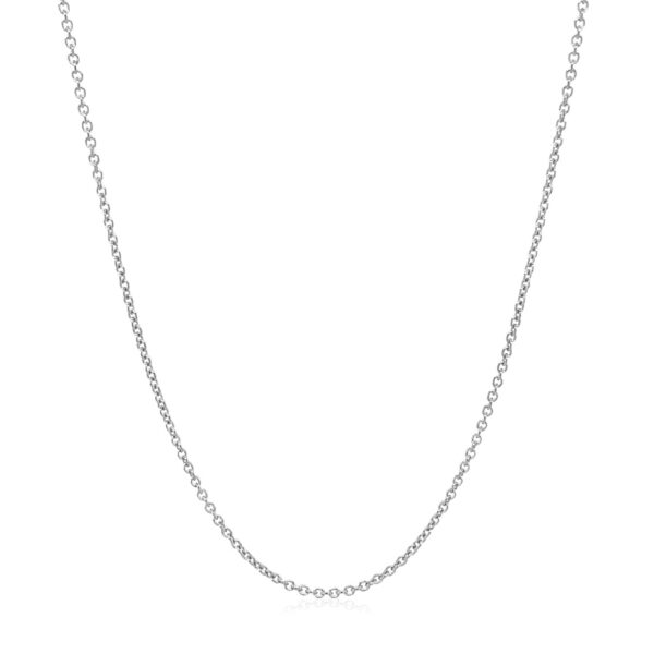 14k White Gold Round Cable Link Chain (1.20 mm) - Image 2