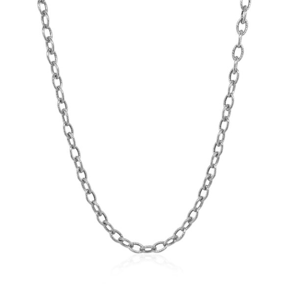 14k White Gold Pendant Chain with Textured Links (2.90 mm) - Image 2