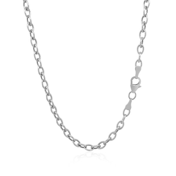 14k White Gold Pendant Chain with Textured Links (2.90 mm) - Image 3