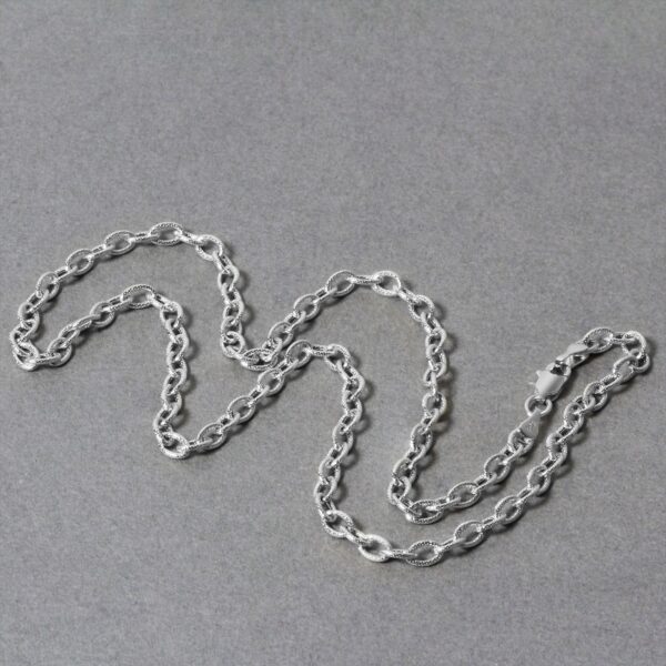 14k White Gold Pendant Chain with Textured Links (2.90 mm) - Image 6