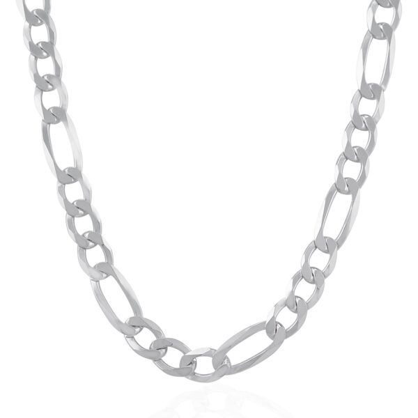 Rhodium Plated 8.8mm Sterling Silver Figaro Style Chain (8.80 mm) - Image 2