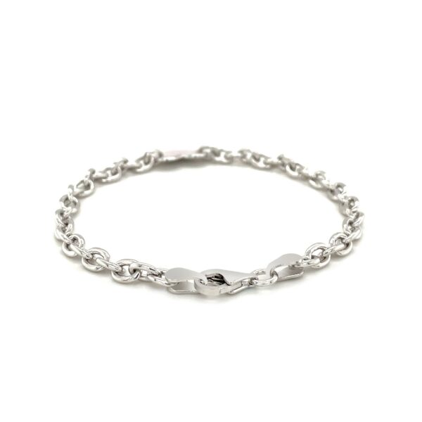 Sterling Silver Rhodium Plated Chain Bracelet with a Flat Heart Station(5.00 mm) - Image 3