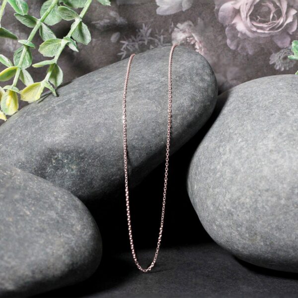 14k Pink Gold Diamond Cut Cable Link Chain (0.87 mm) - Image 4