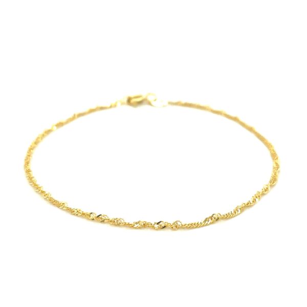 10k Yellow Gold Singapore Anklet 1.5mm - Image 2