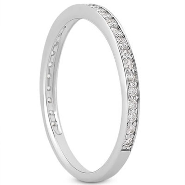 14k White Gold Micro-pave Diamond Wedding Ring Band Set 3/4 Around - Image 2