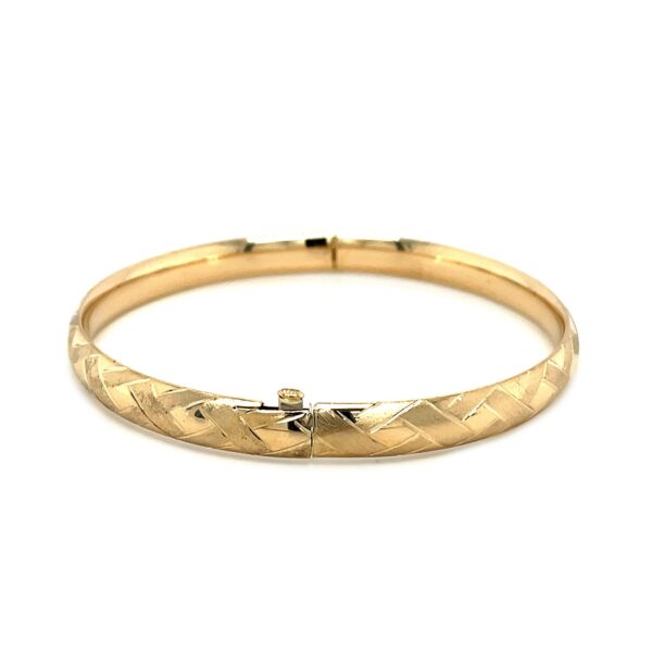 14k Yellow Gold Domed Bangle with a Weave Motif (6.00 mm) - Image 3