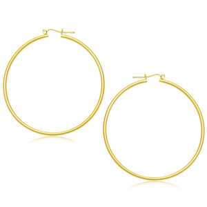 14k Yellow Gold Polished Hoop Earrings (2x55mm)