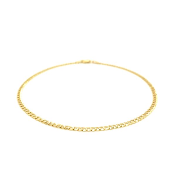 2.5mm 14k Yellow Gold Curb Link Anklet - Image 2
