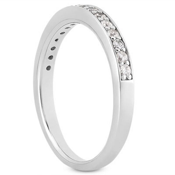 14k White Gold Pave Diamond Wedding Ring Band Set 1/2 Around - Image 2