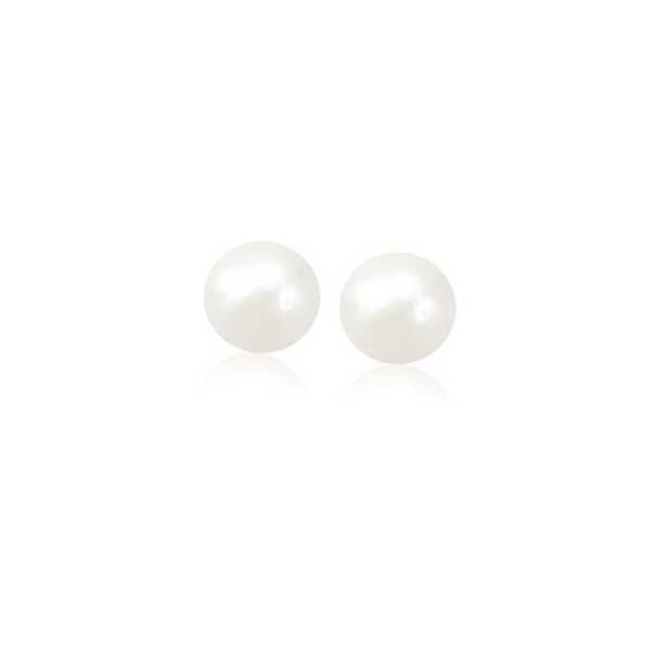 14k Yellow Gold Freshwater Cultured White Pearl Stud Earrings (6mm)