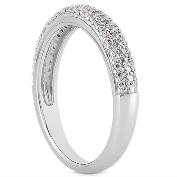 14k White Gold Triple Multi-Row Micro- Pave Diamond Wedding Ring Band - Image 2