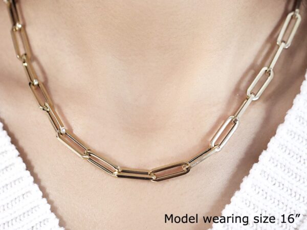 14K Yellow Gold Wide Paperclip Chain (6.1 mm) - Image 4
