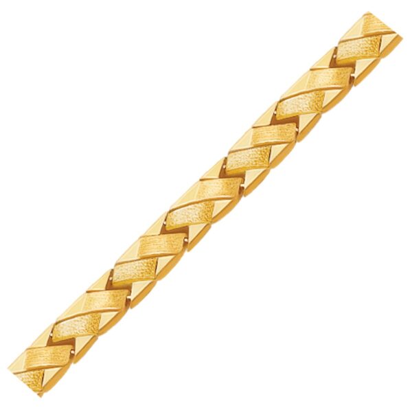 14k Yellow Gold Fancy Basket Weave Line Bracelet (4.85 mm) - Image 2