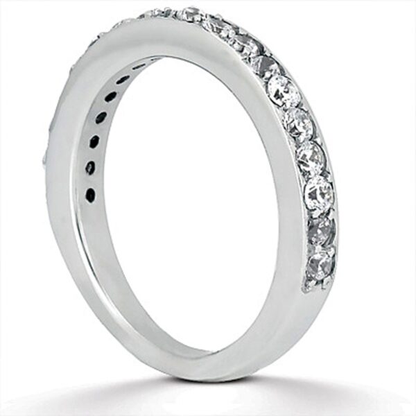 14k White Gold Pave Diamond Wedding Ring Band Set 1/2 Around - Image 2