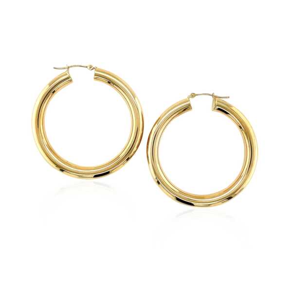 14k Yellow Gold Polished Hoop Earrings (5x40mm) - Image 2