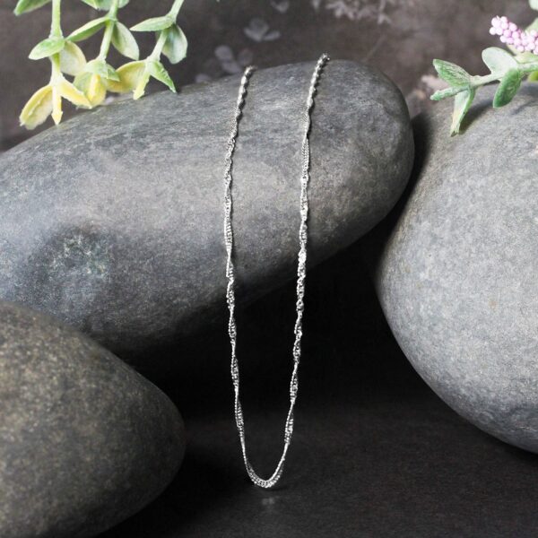 14k White Gold Singapore Chain (1.30 mm) - Image 5