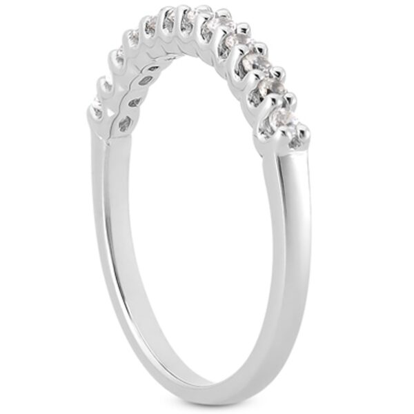 14k White Gold Fancy U Setting Shared Prong Diamond Wedding Ring Band - Image 2