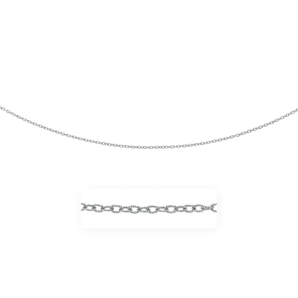 14k White Gold Pendant Chain with Textured Links (2.30 mm)
