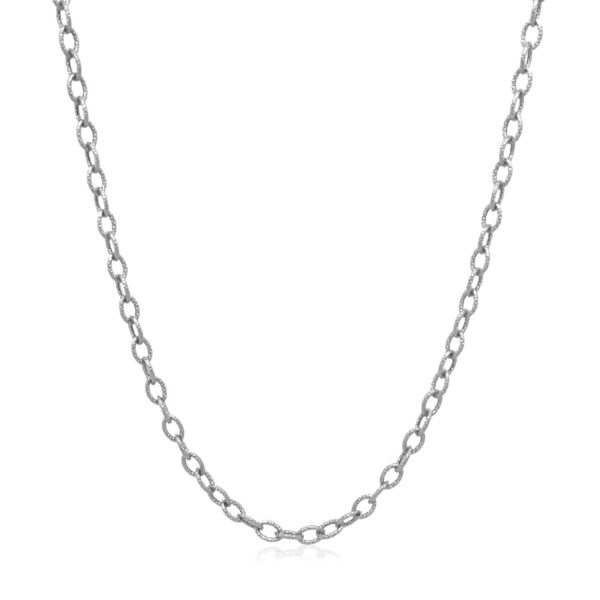 14k White Gold Pendant Chain with Textured Links (2.30 mm) - Image 2