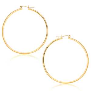 14k Yellow Gold Polished Hoop Earrings (1.5x45mm)