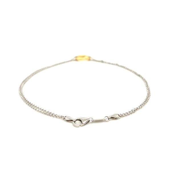 14k Yellow Gold and Sterling Silver Anklet with a Single Open Heart Station - Image 3