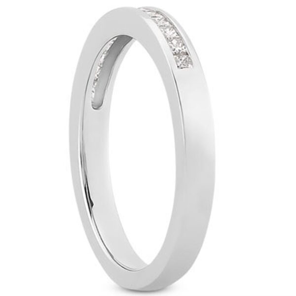 14k White Gold Channel Set Princess Diamond Wedding Ring Band - Image 2