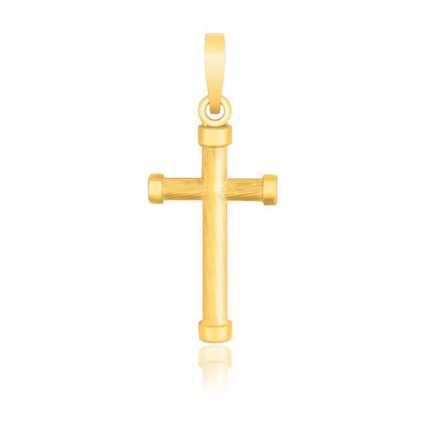 14k Yellow Gold Cross Pendant with Rounded Ends