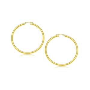 14k Yellow Gold Polished Hoop Earrings (3x25mm)