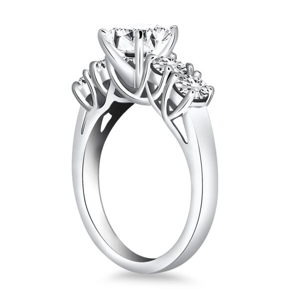 14k White Gold Five Stone Diamond Trellis Engagement Ring - Image 2