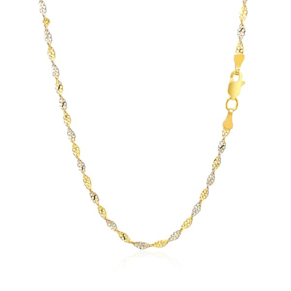 14k Two-Tone Gold Singapore Chain (2.50 mm) - Image 3