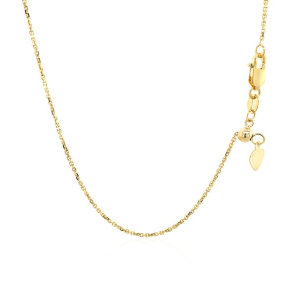 10k Yellow Gold Adjustable Cable Chain (1.10 mm) - Image 3