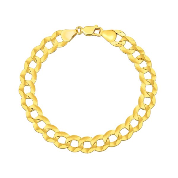 14k Yellow Gold Solid Curb Bracelet (10.00 mm) - Image 2