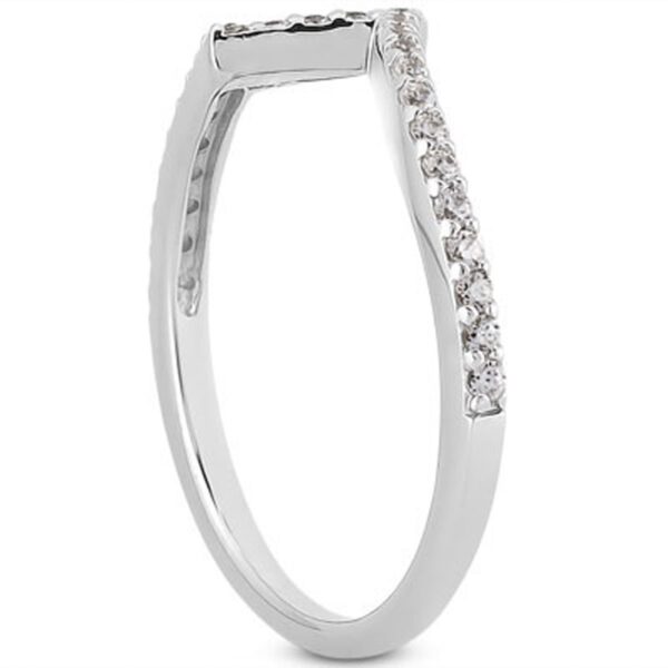 14k White Gold Fancy Zig Zag Pave Diamond Wedding Ring Band - Image 2