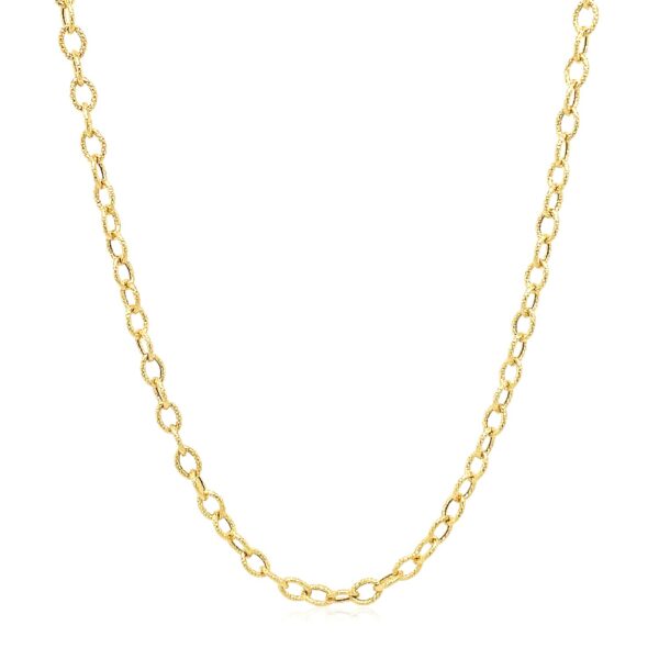 14k Yellow Gold Pendant Chain with Textured Links (2.50 mm) - Image 2