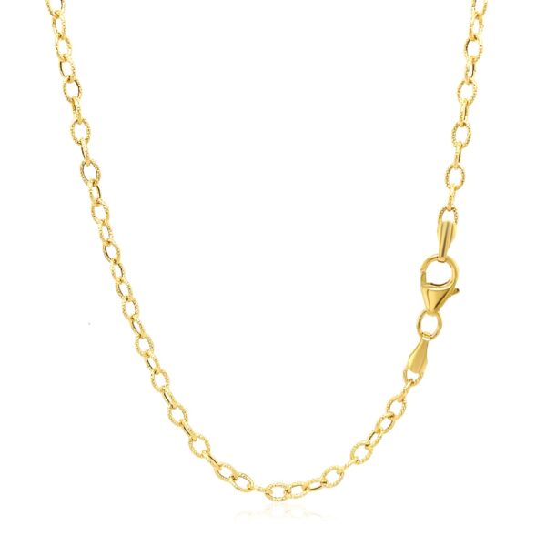 14k Yellow Gold Pendant Chain with Textured Links (2.50 mm) - Image 3
