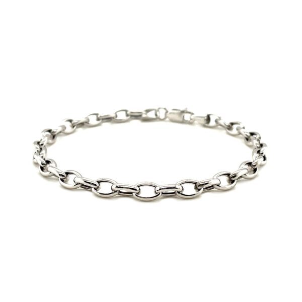 14k White Gold Oval Rolo Bracelet  (4.60 mm) - Image 2